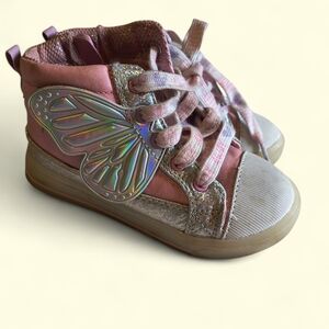 Toddler sparkly pink light up fairy wing sneakers